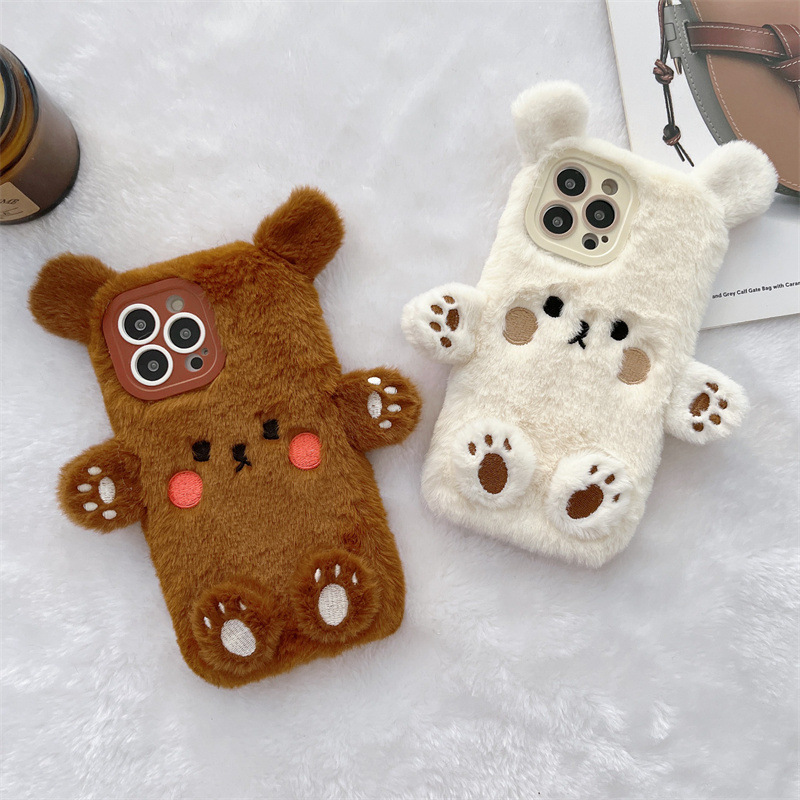 Korean 3D Cartoon Bear Fluffy  - đánh giá và giá Phone Cases Iphone 13
