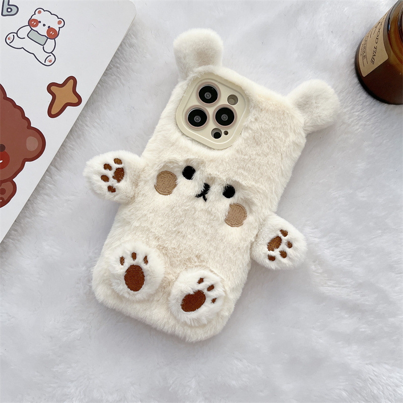 Korean 3D Cartoon Bear Fluffy  - đánh giá và giá Phone Cases Iphone 13