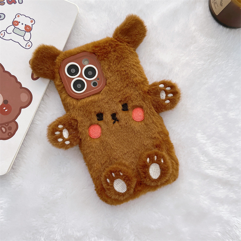 Korean 3D Cartoon Bear Fluffy  - đánh giá và giá Phone Cases Iphone 13