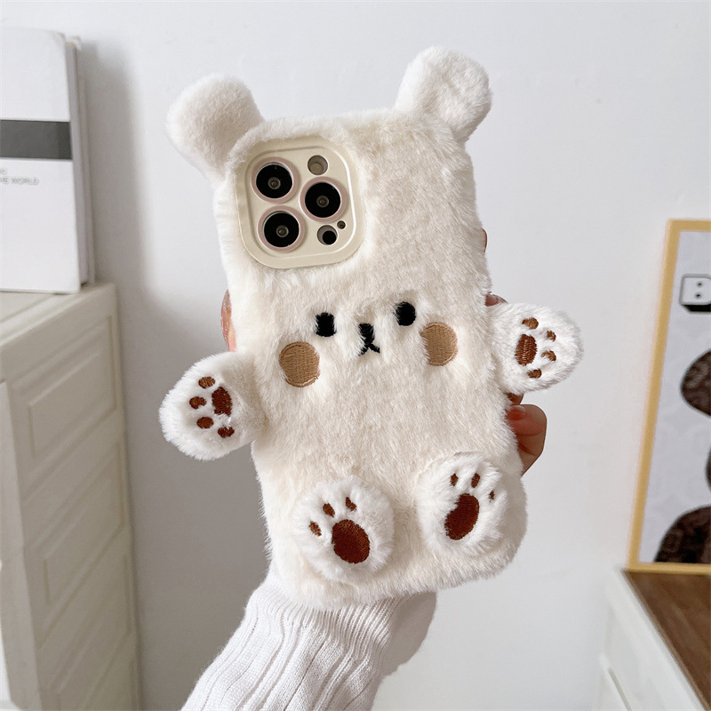 Korean 3D Cartoon Bear Fluffy  - đánh giá và giá Phone Cases Iphone 13
