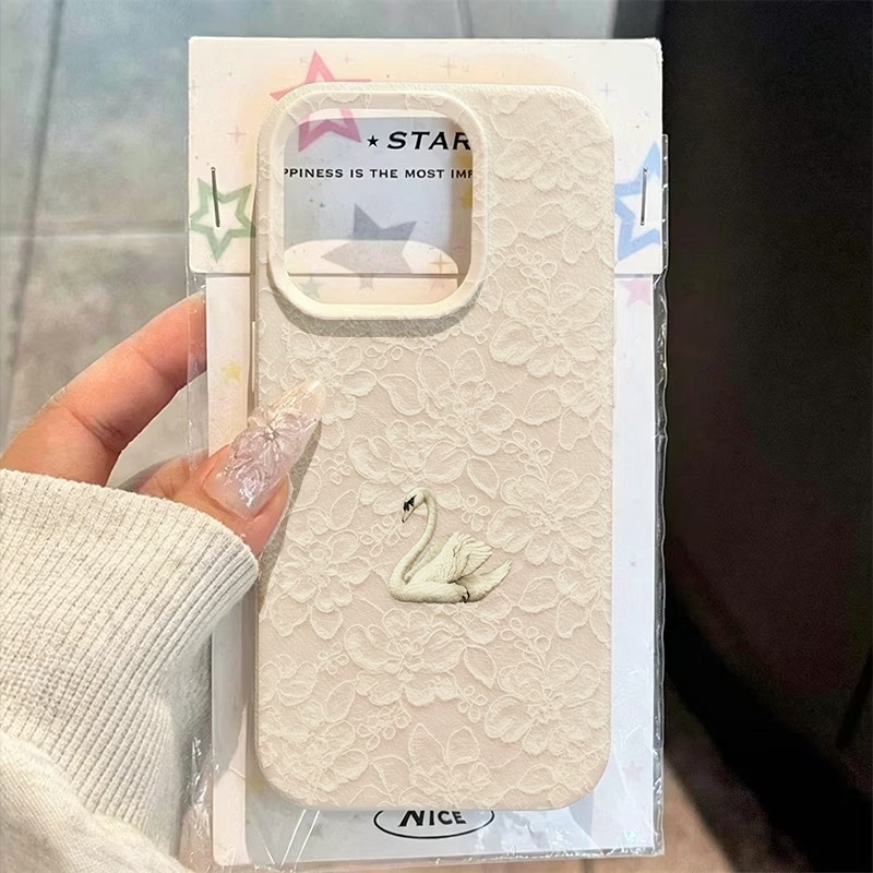 Lace Swan Pattern Lychee Textu - đánh giá và giá Phone Cases Iphone 13