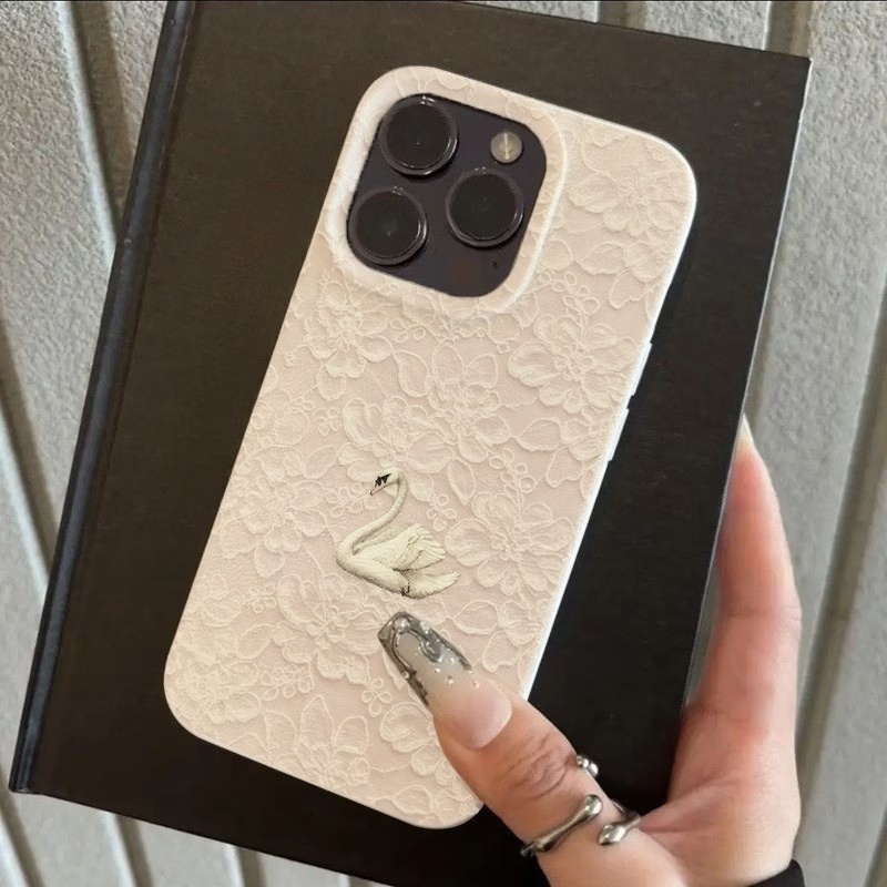 Lace Swan Pattern Lychee Textu - đánh giá và giá Phone Cases Iphone 13